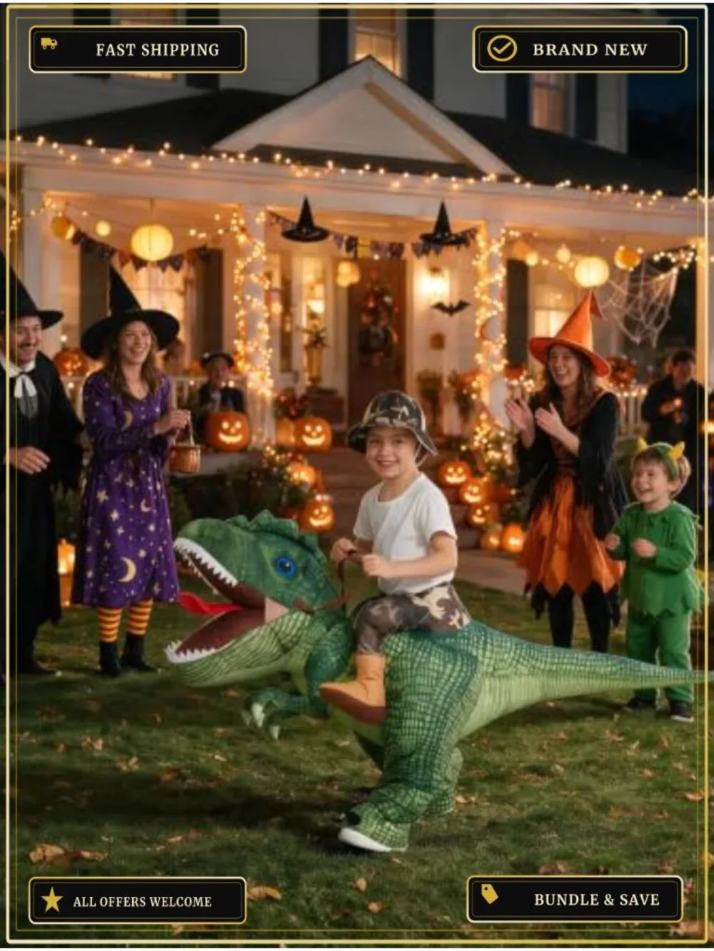 Inflatable Dinosaur Costume for Kids Blow Up T Rex Suit Halloween
